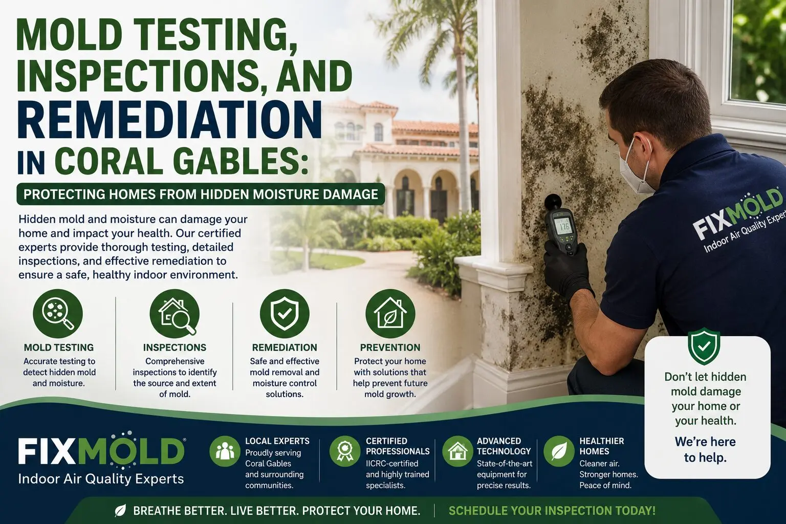 Mold Testing, Inspections, and Remediation in Coral Gables: Protecting Homes from Hidden Moisture Damage